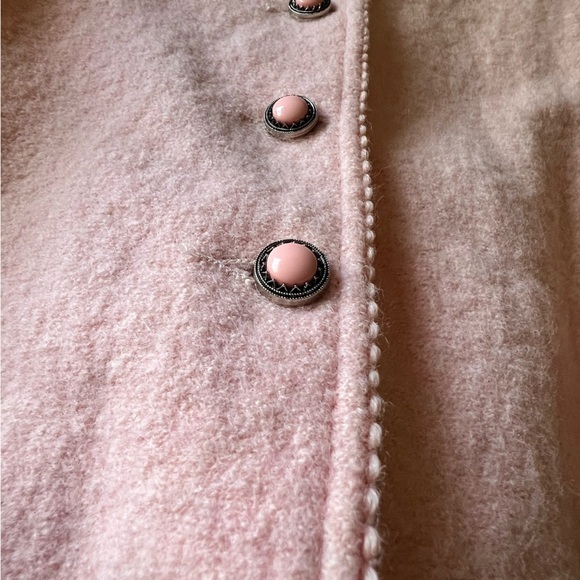 VINTAGE LANDS END blush pink 100% wool blazer jacket heavy western boho SIZE 14 - Picture 5 of 10
